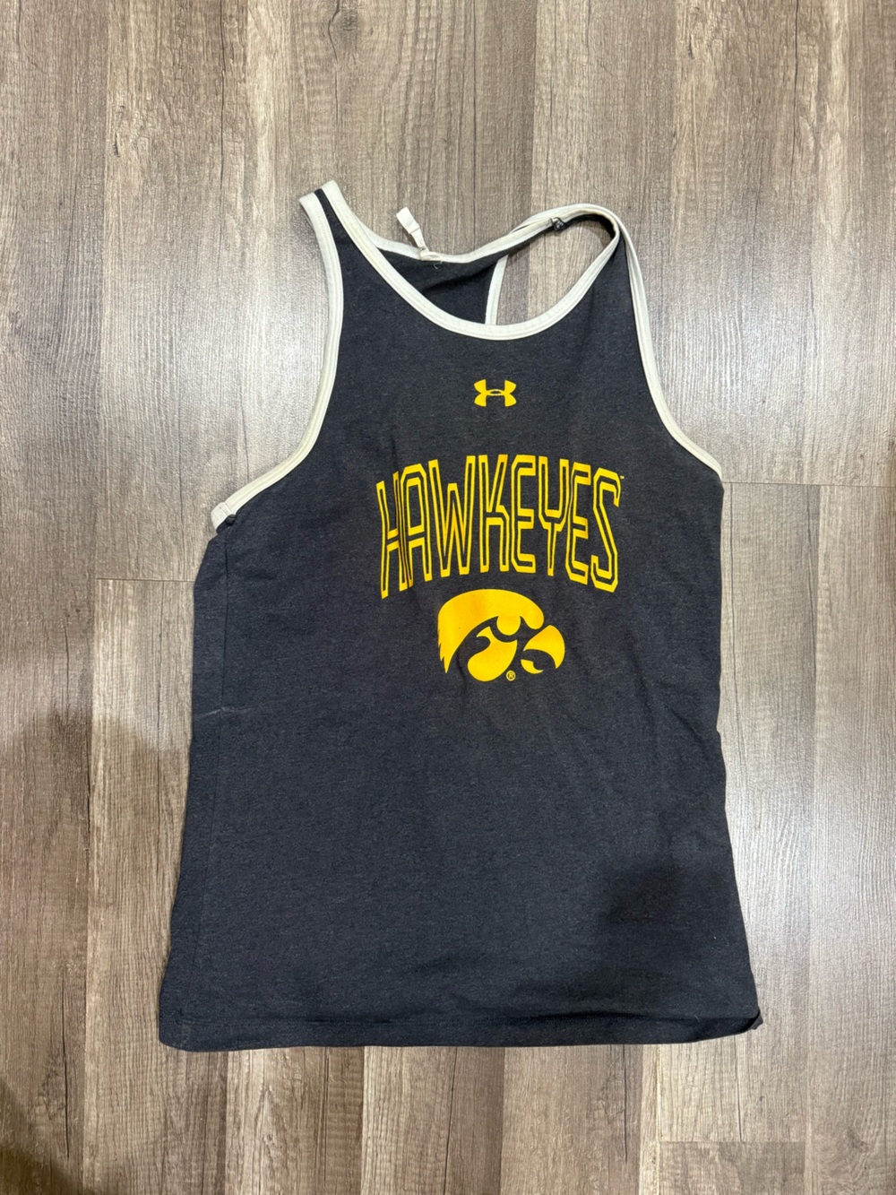 Under Armour Iowa Hawkeyes Grey and White Racerback Tank